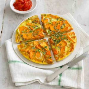 Sweet Potato Tortilla Recipe with Leeks and Fresh Tomato Sauce
